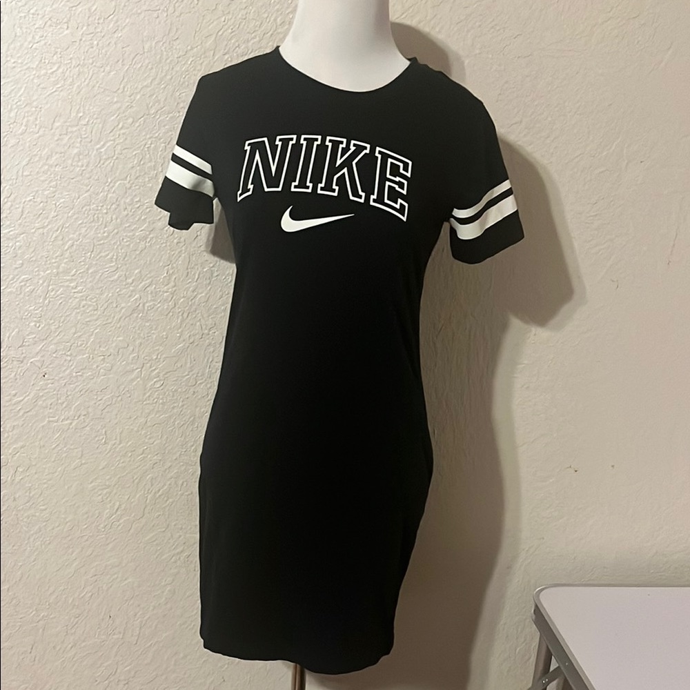 Nike Black Sheath Mini Dress with Cuffed Short Sleeves